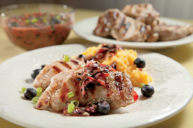 Grilled Chicken Thighs with Blueberry Salsa