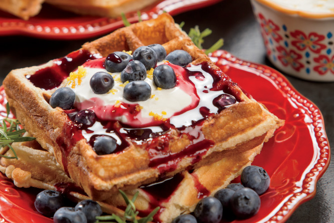 Blueberries and Cream Waffles