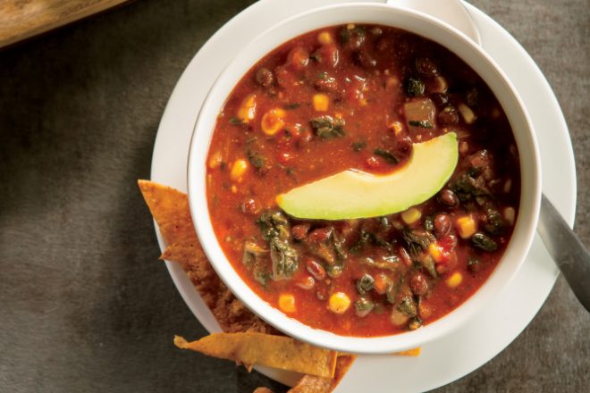 Chunky Black Bean and Tortilla Soup