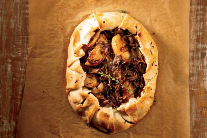 Rustic Onion Tart with Apples and Gruyere Cheese