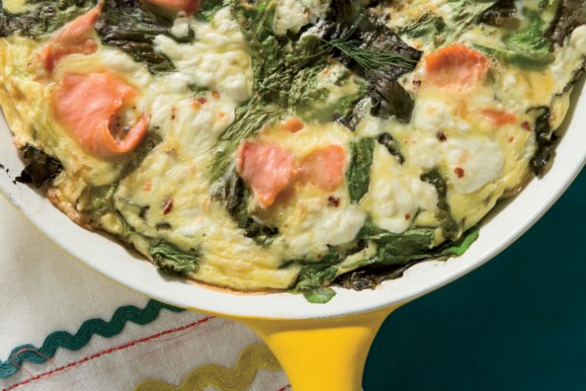 Goat Cheese Frittata with Fresh Greens