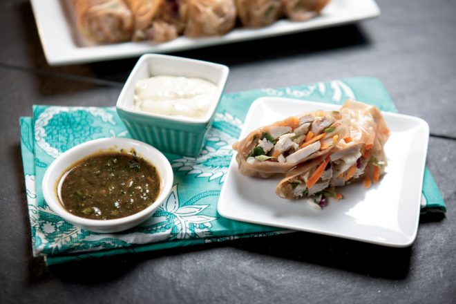 Pork Loin Summer Roll with Green Curry Dipping Sauce