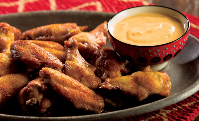 wings with pumpkin chili dip