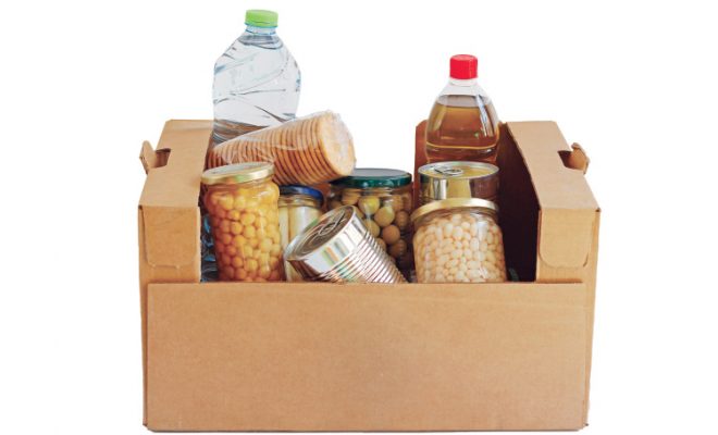 box of shelf-stable food items