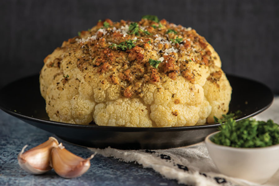 Recipe Whole Roasted Cauliflower with Parmesan and Italian Seasonings. 