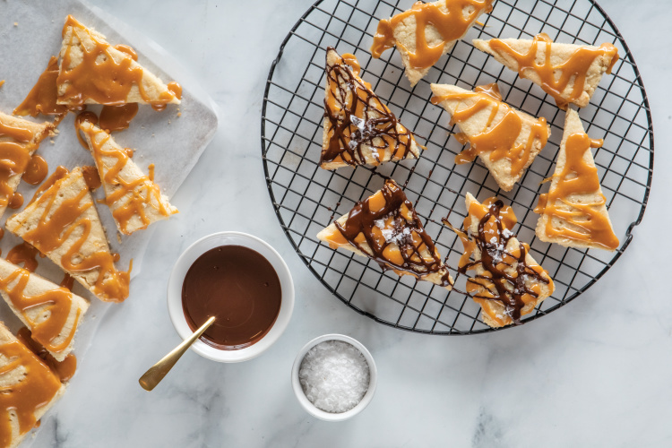 Salted Caramel Shortbread with Chocolate Drizzle