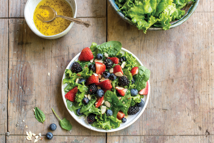 Spring Greens Mixed Berry Salad with Garlic Vinaigrette