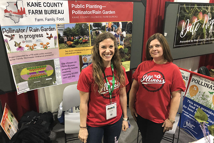 Kelcee Miller and Liz Polovin at the Kane County Farm Bureau booth