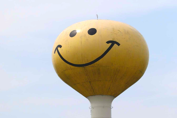 Smiley Face Water Tower in Logan County