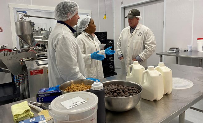 Lt. Gov. Juliana Stratton learns how different flavors of milk and ice cream are made