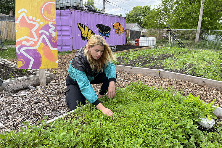 Stephanie Dunn working in the garden