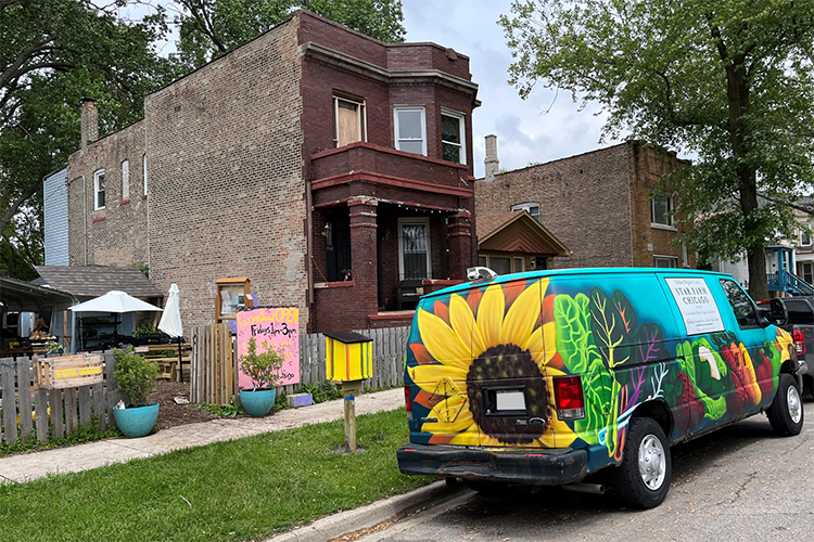 Painted van parked on the street