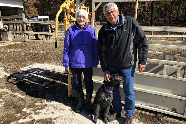 Sandy and John Brix with Bernice at their farm near Shelbyville 