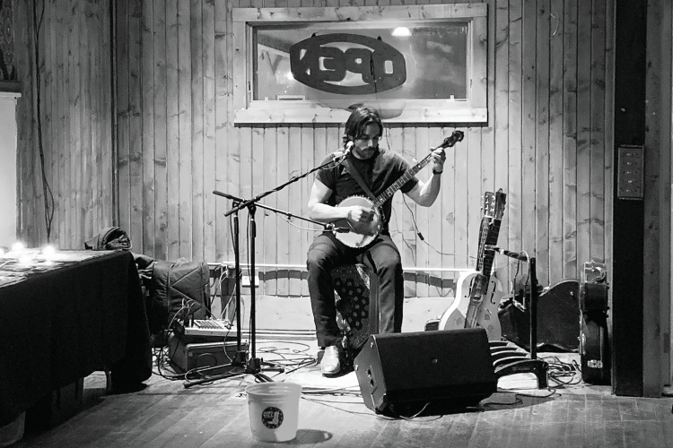 Musician playing a banjo