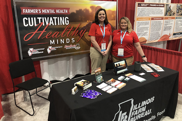Tiffany Moodie and Jill Frueh at the farmer's mental health booth