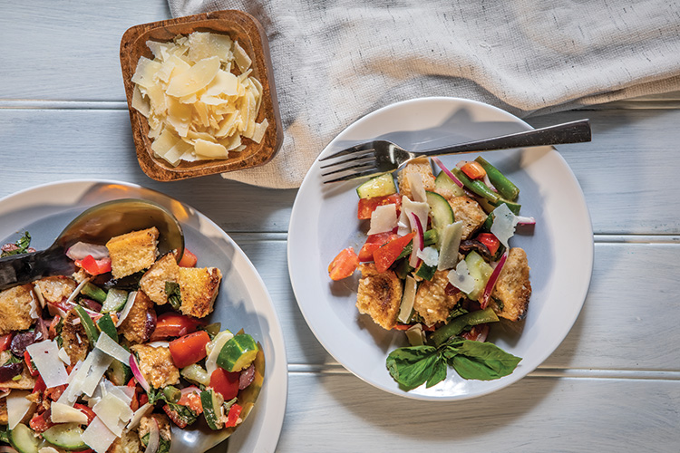 Panzanella with Summer Veggies and Herb Vinaigrette