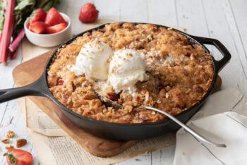 Strawberry Rhubarb Skillet Cobbler
