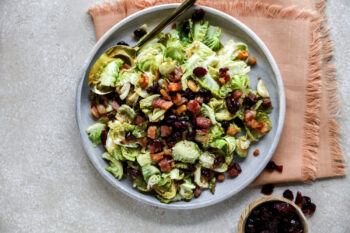 Warm Brussels Sprouts Salad with Pancetta and Cranberries