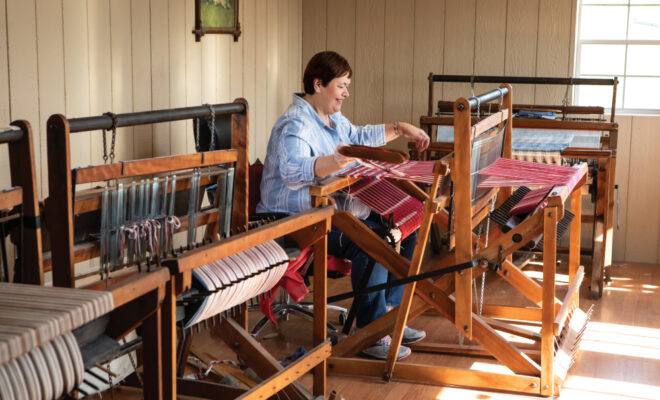 To make her rugs and other products, Kathleen Doty of Ava’s Craft Center Looms & Blooms uses a two-harness Union 36 loom that dates back around 100 years.