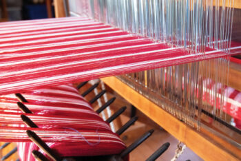To make her rugs and other products, Kathleen Doty uses a two-harness Union 36 loom that dates back around 100 years.
