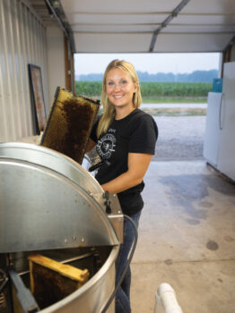 Amber Rutledge processing some honey at Wild Harvest Honey