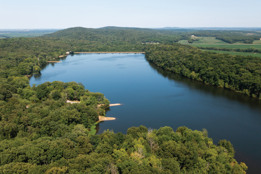 Drone view of Glen O. Jones Lake