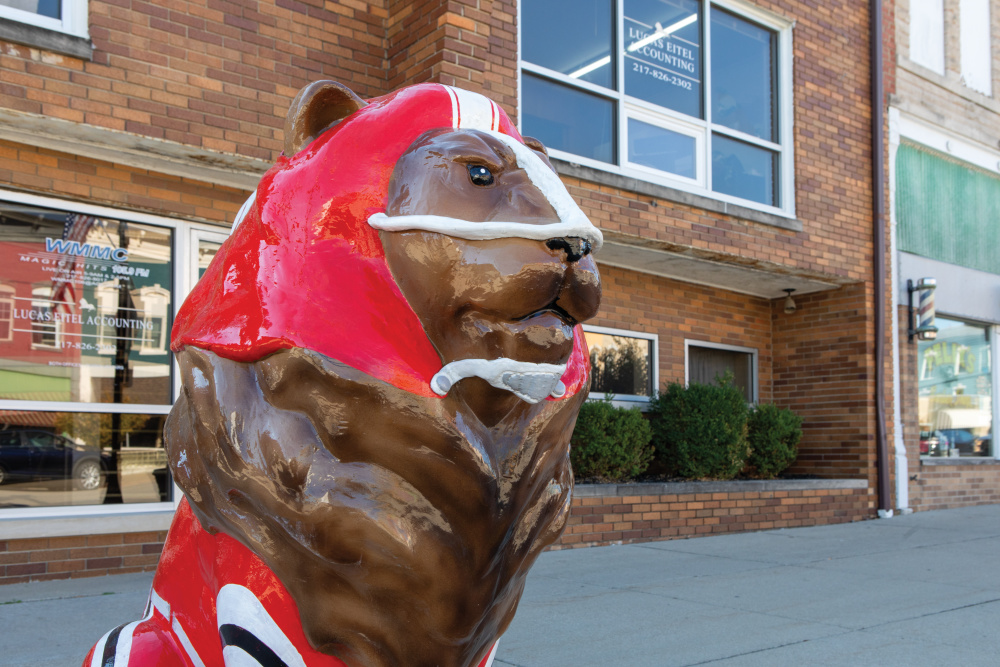 Lion statue with a football uniform