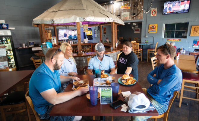 People eating at The Silo