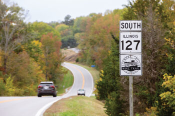 Shawnee Hills Wine Trail sign along 127