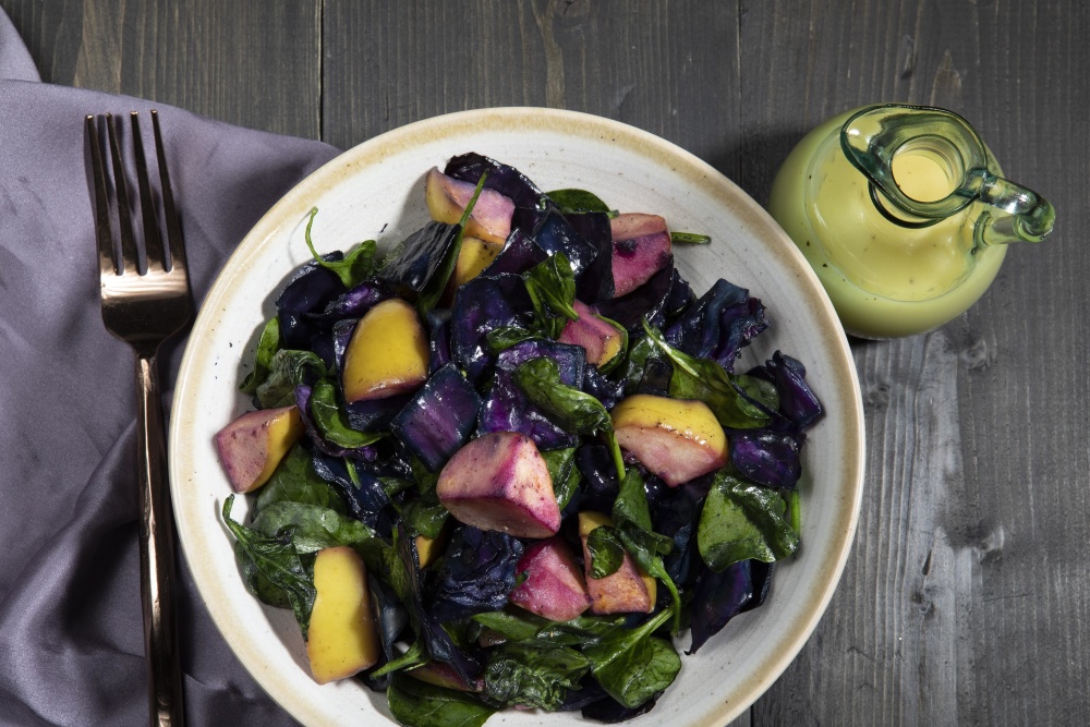 Warm Cabbage Apple Slaw with Lemon Honey Dressing 