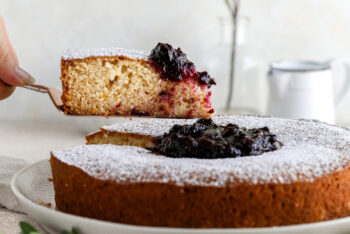 Corn Cake with Blueberry Compote