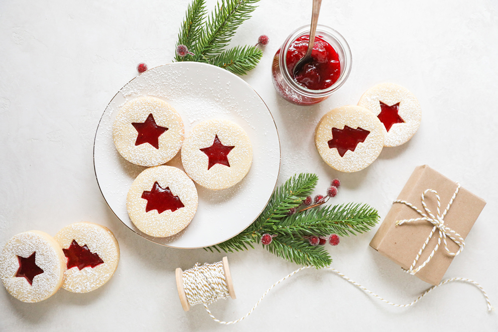 Cranberry-Filled Linzer Cookies