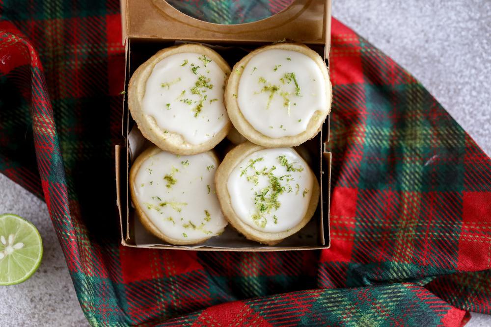 Iced Key Lime Shortbread Cookies