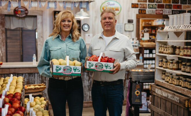 Michelle and her husband at Renleman Orchards