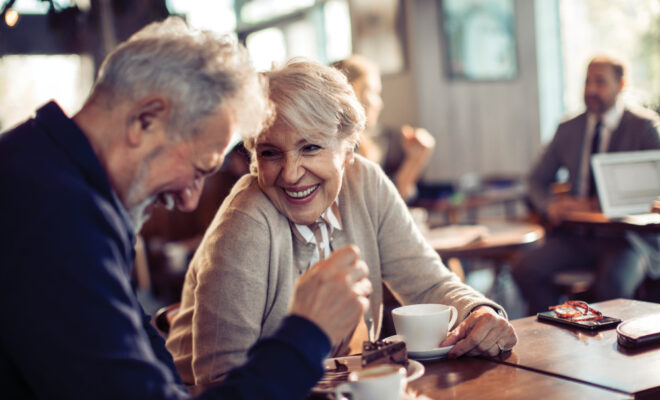 Senior couple having coffee in a cafe