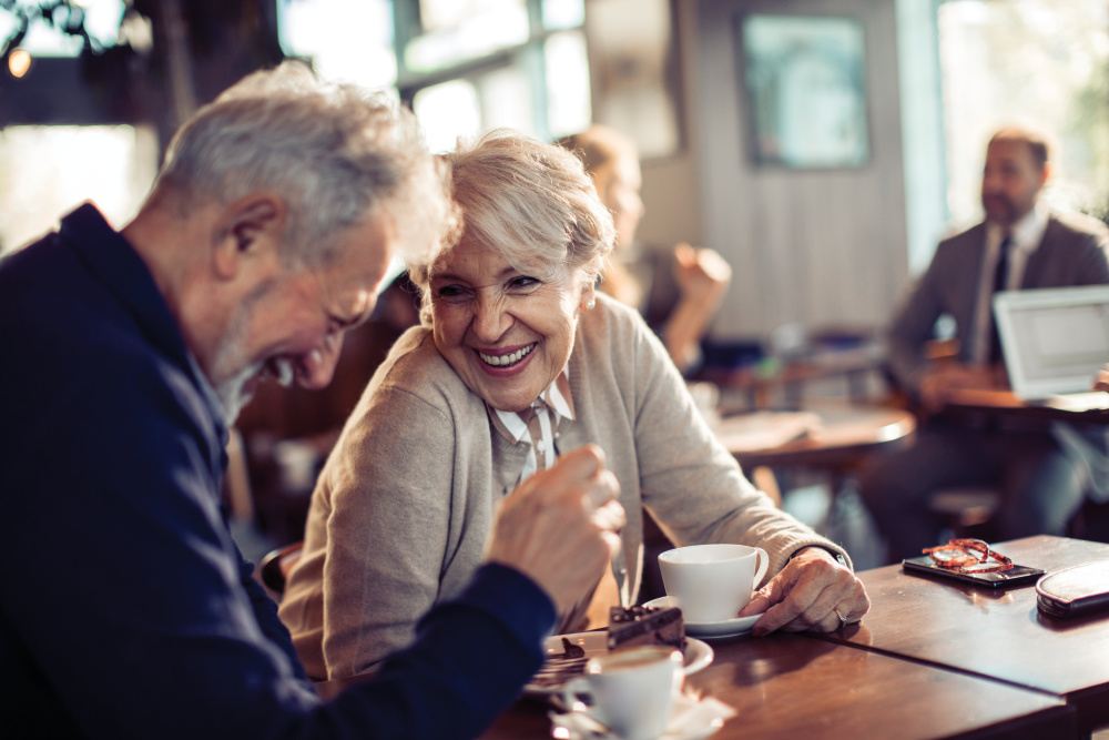 Senior couple having coffee in a cafe