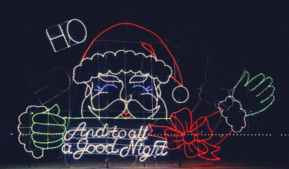 Light display of Santa 