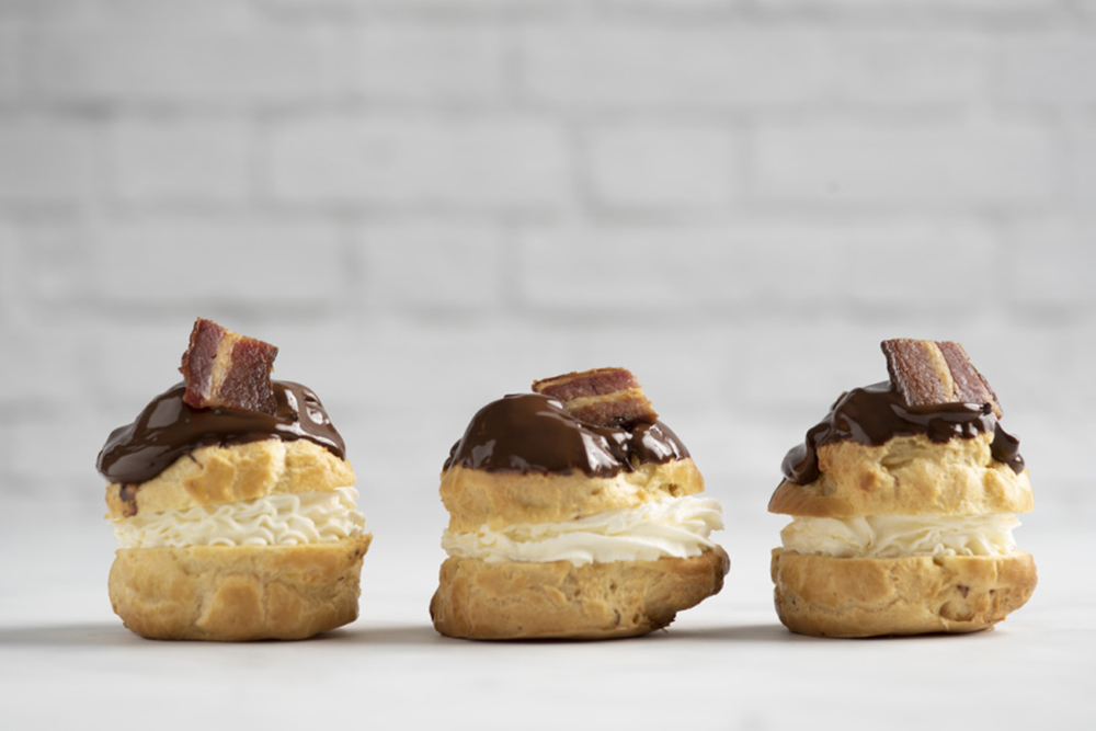 Maple and Candied Bacon Cream Puffs