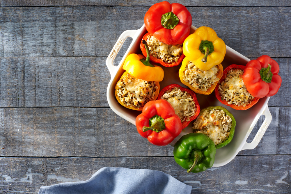Pesto Chicken Stuffed Peppers