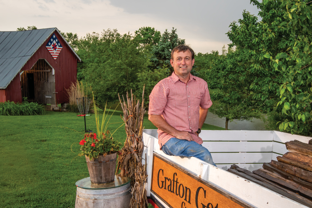 Brandon Jeffers at his Grafton Getaway, an Illinois farm stay