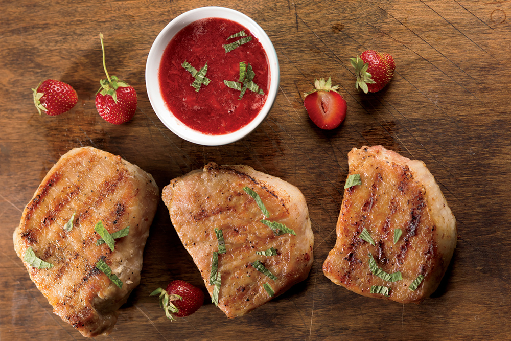 Grilled Pork Chops with Strawberry Chutney