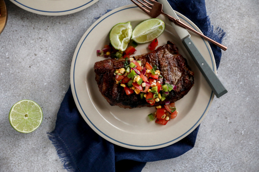 Rib-Eye Steak with Grilled Corn Salsa