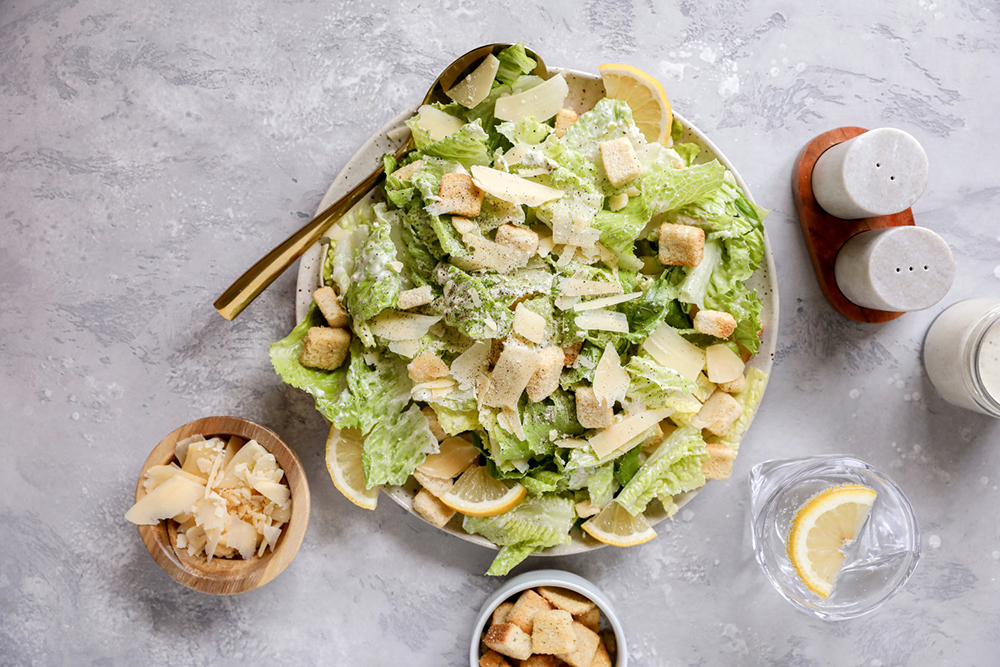 Fresh Romaine with Greek Yogurt Caesar Dressing
