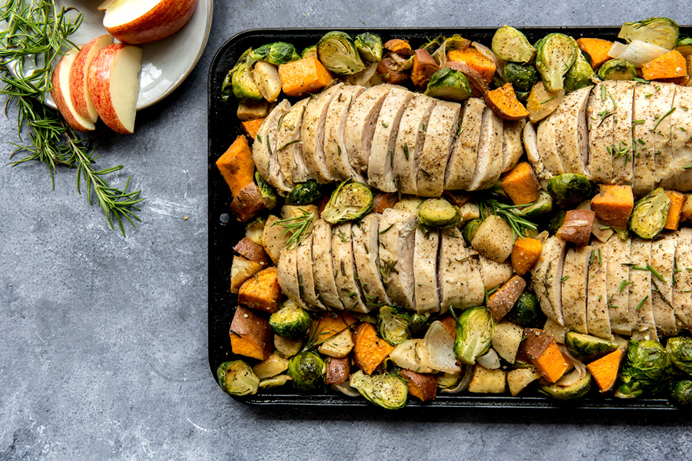 Rosemary Chicken with Brussels Sprouts and Apples
