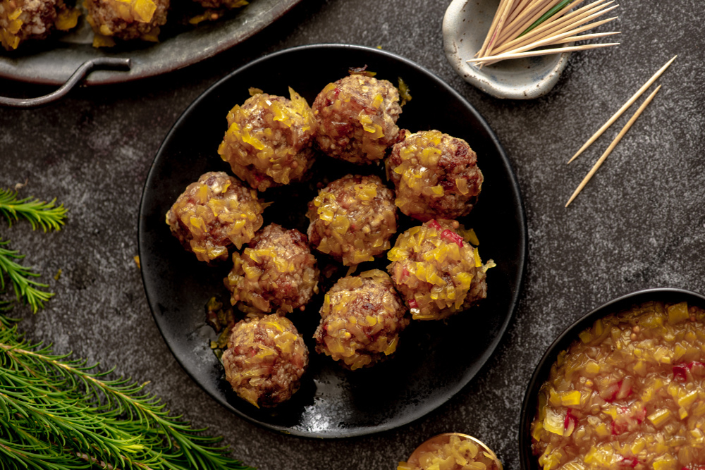 Sweet and Sour Meatballs with Chow Chow