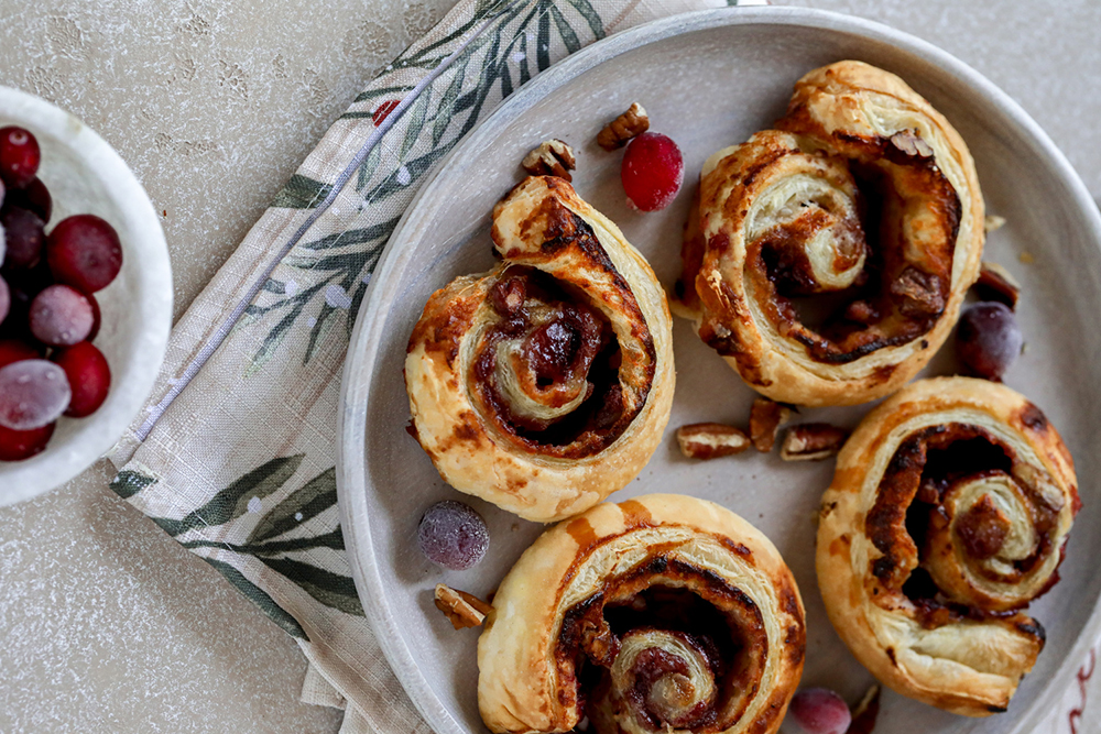Cranberry Brie Pecan Pinwheels