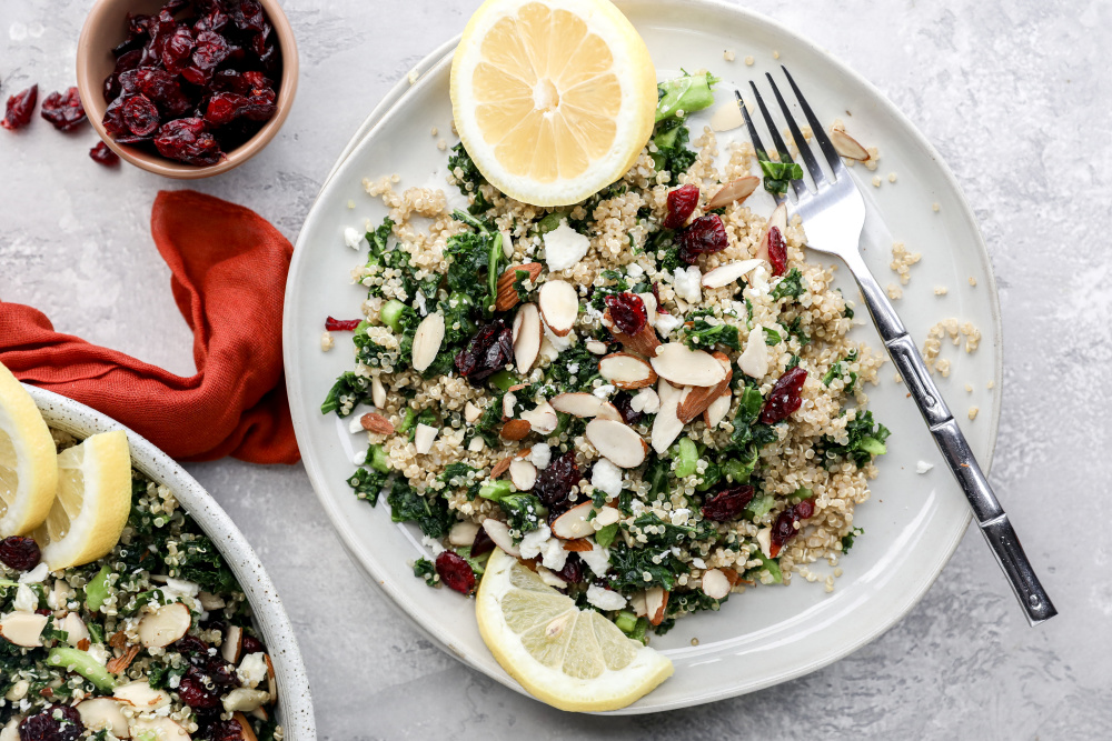Kale and Quinoa Salad with Feta and Almonds
