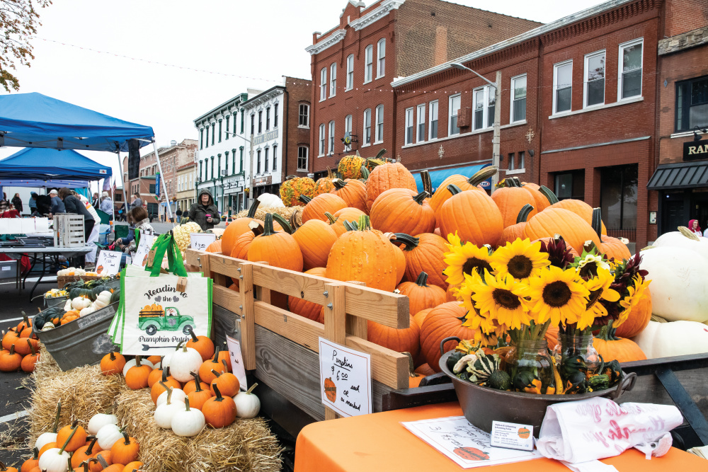 A wagon full of pumpkins at the Waterloo PumpkinFest