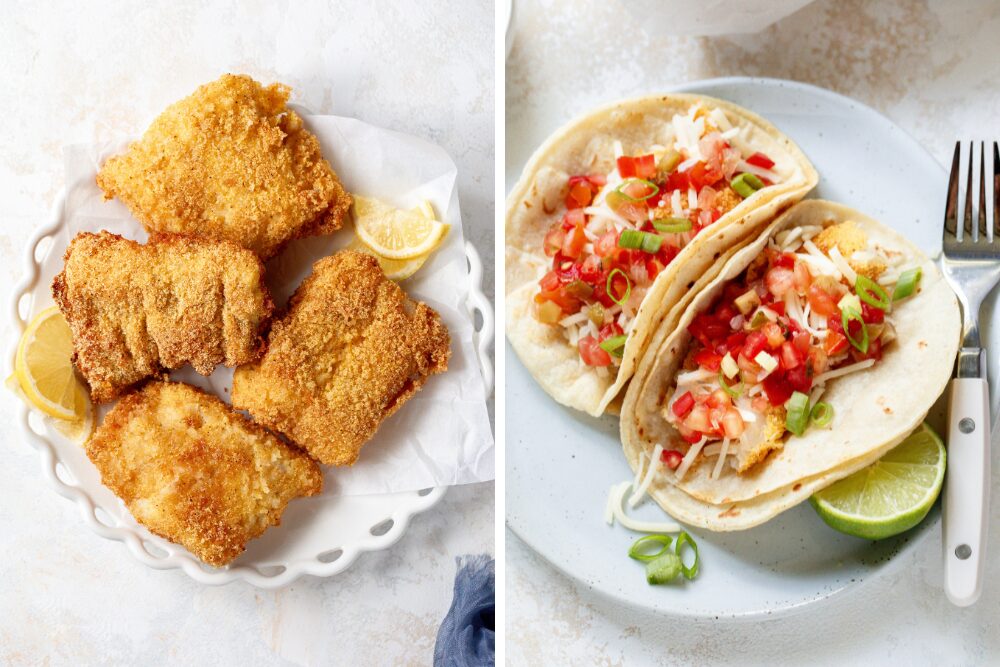 Crispy Oven-Fried Cod and Spicy Fish Tacos