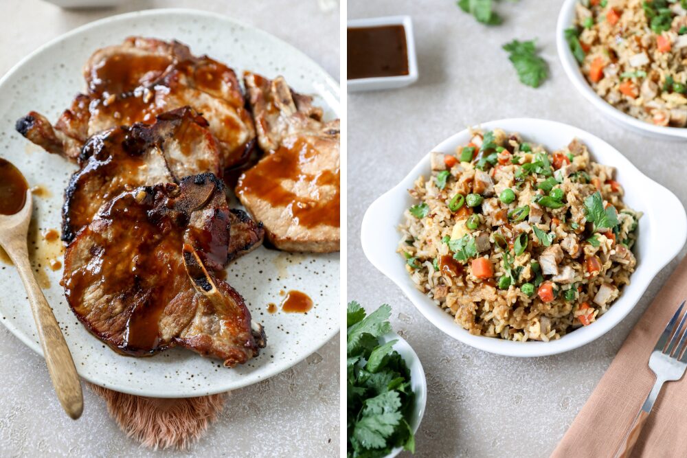 Honey-Glazed Pork Chops and Pork Fried Rice 